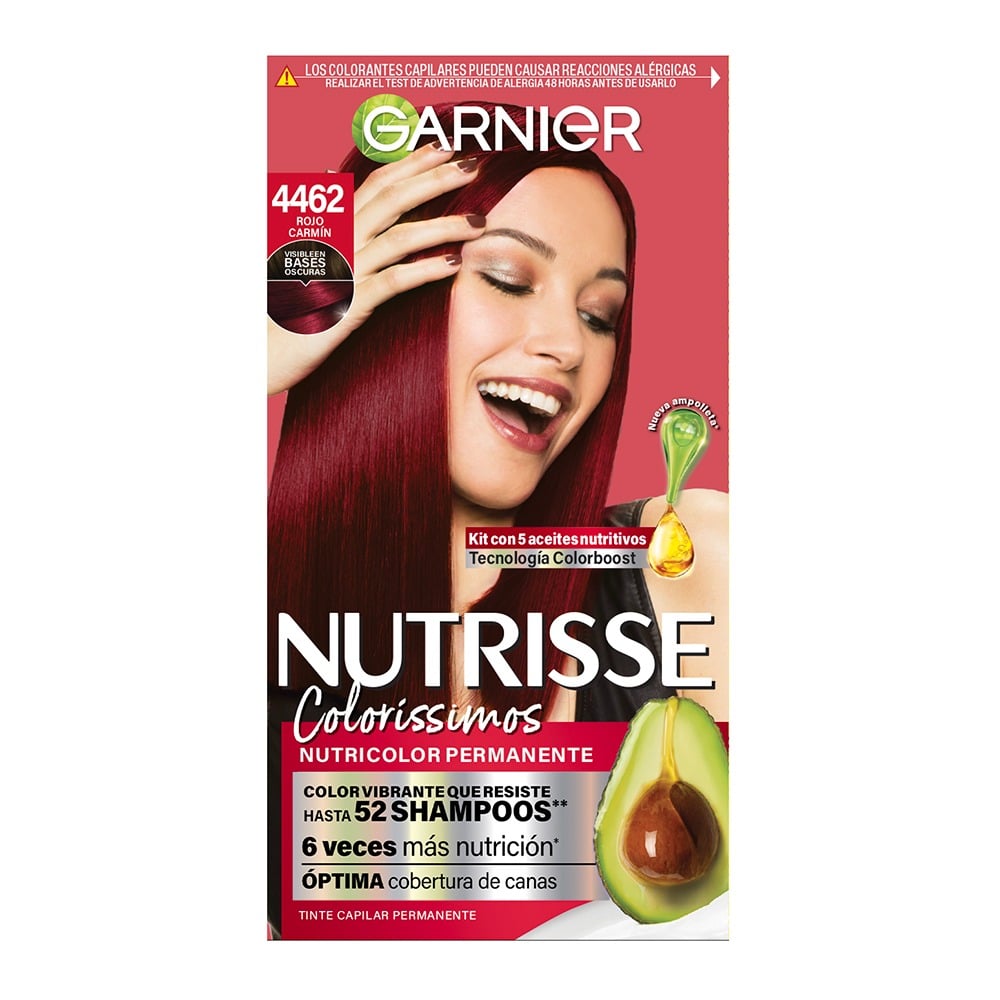 Tinta Garnier Nutrisse Coloríssimo N°4462 Rojo Carmín