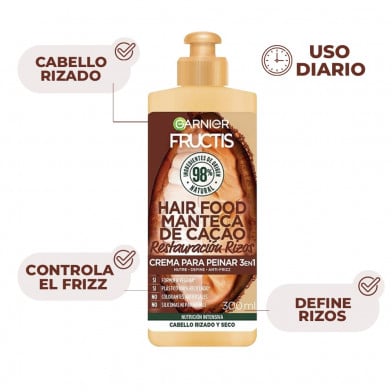 Crema para Peinar Fructis Hair Food Manteca de Cacao 300 ml