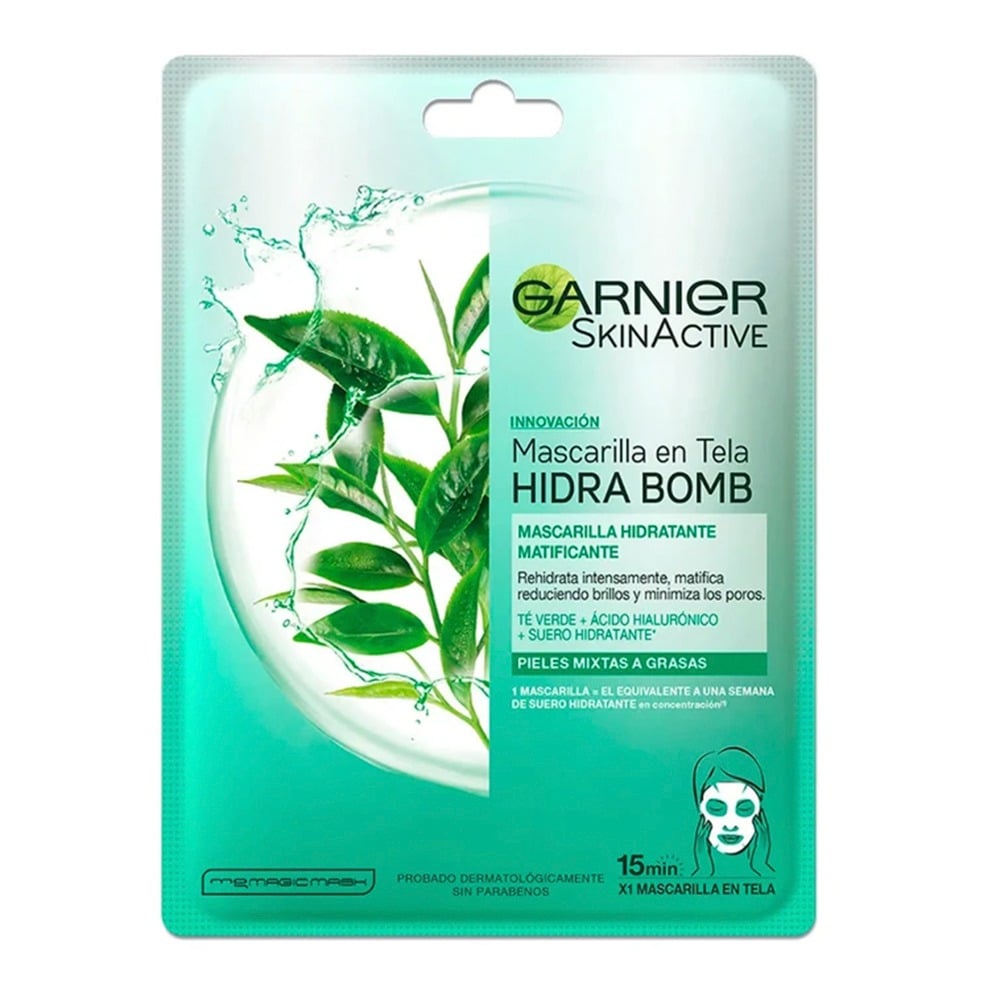 Mascarilla Facial Garnier Skin Active Té Verde 1 Unidad