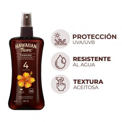 Aceite Hawaiian Tropic Bronceador FPS4 240 ml