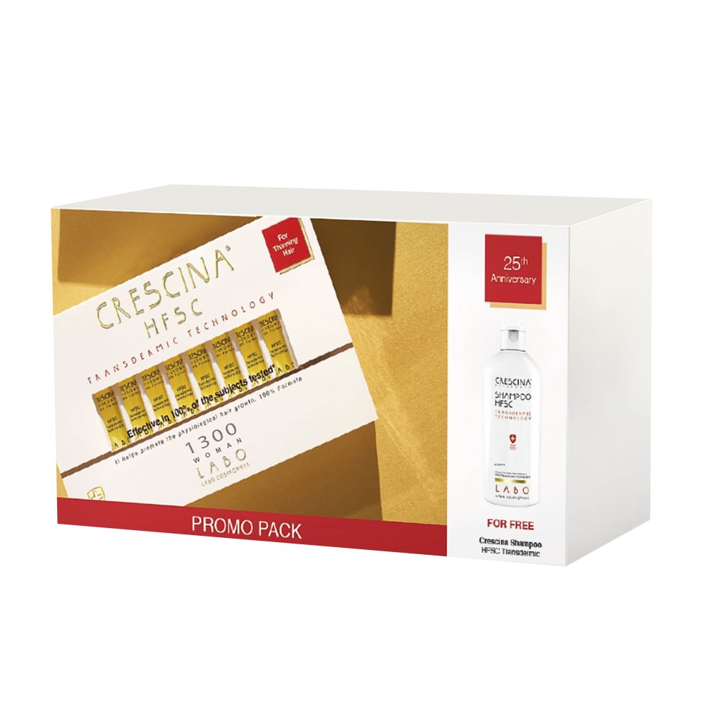 Pack Crescina Re-Growth Woman 1300 20 Unidades + Shampoo 200 ml