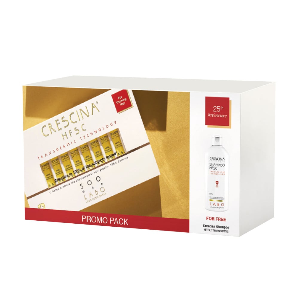 Pack Crescina Re-Growth Man 500 20 Unidades + Shampoo 200 ml