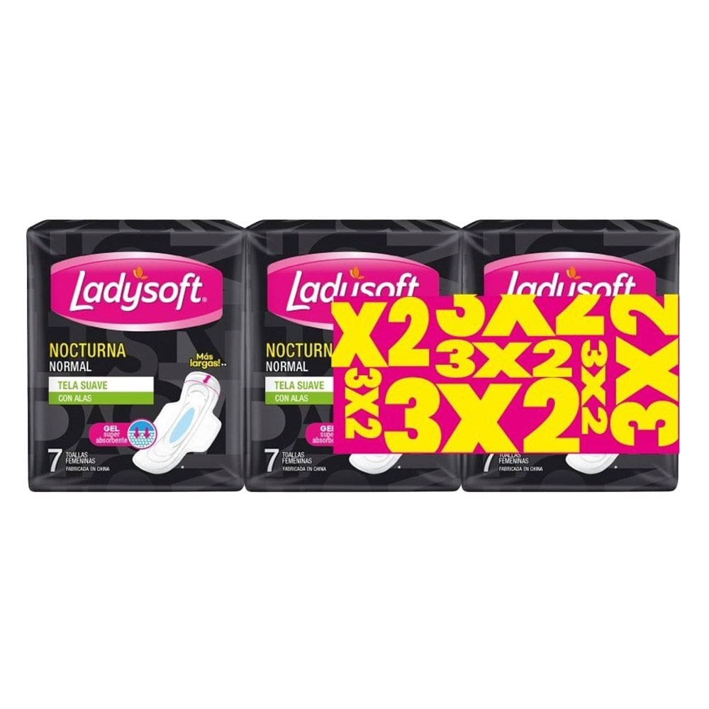 Toallitas Femeninas Ladysoft Nocturnas 3 Unidades