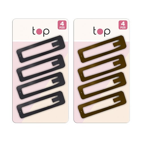 Broches para el Pelo Top Rectangulares Negros 4 Unidades