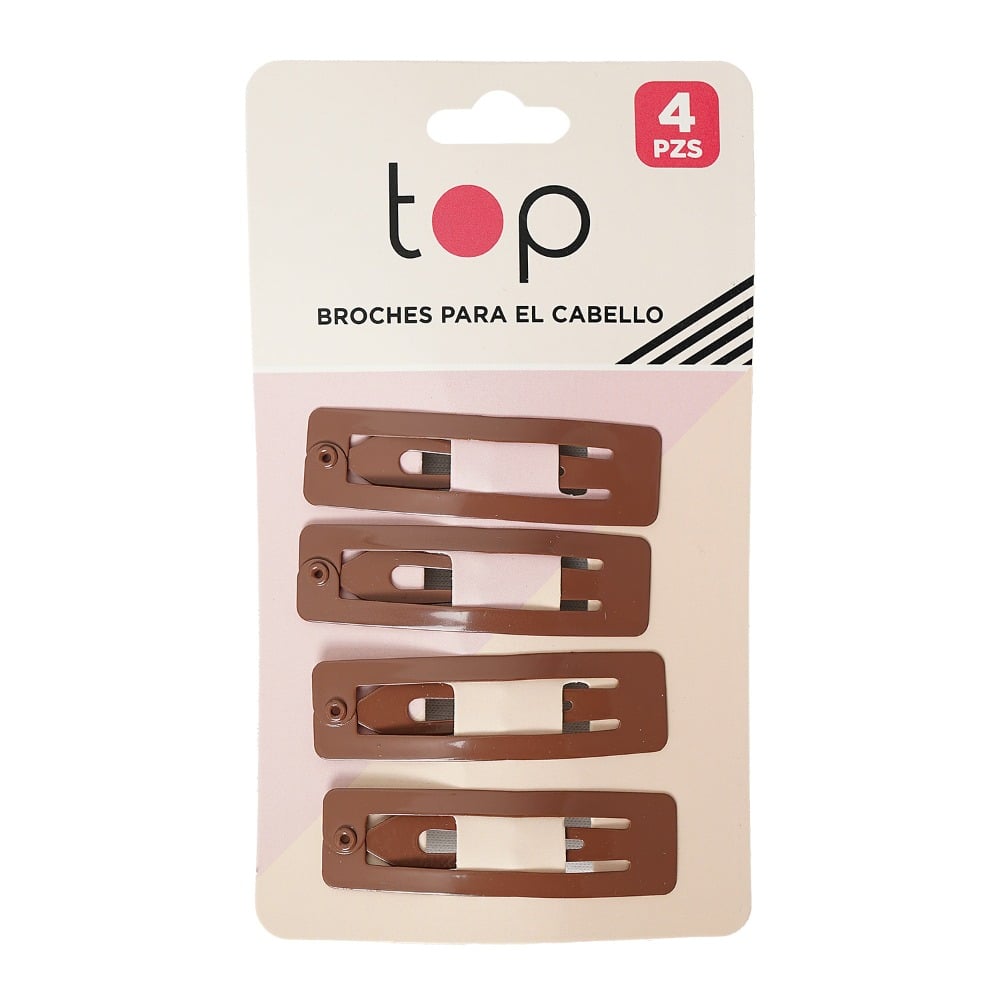 Broches para el Pelo Top Rectangulares Marrones 4 Unidades