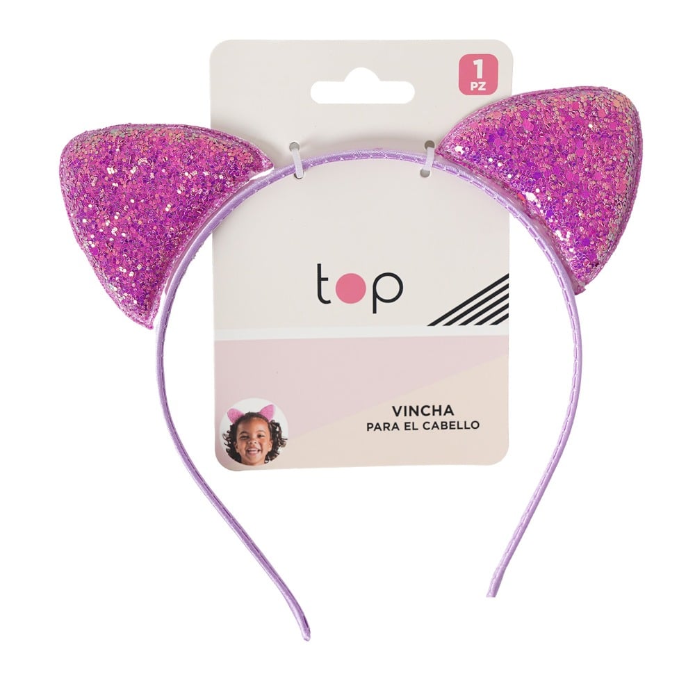 Vincha Infantil para el Pelo Top Rosada con Orejas 1 Unidad