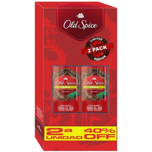 Desodorante en Aerosol Old Spice Leña 150 ml 2 Unidades