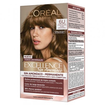 Tinta L'Oréal Paris Excellence sin Amoníaco N°6U Chocolate Puro Universal