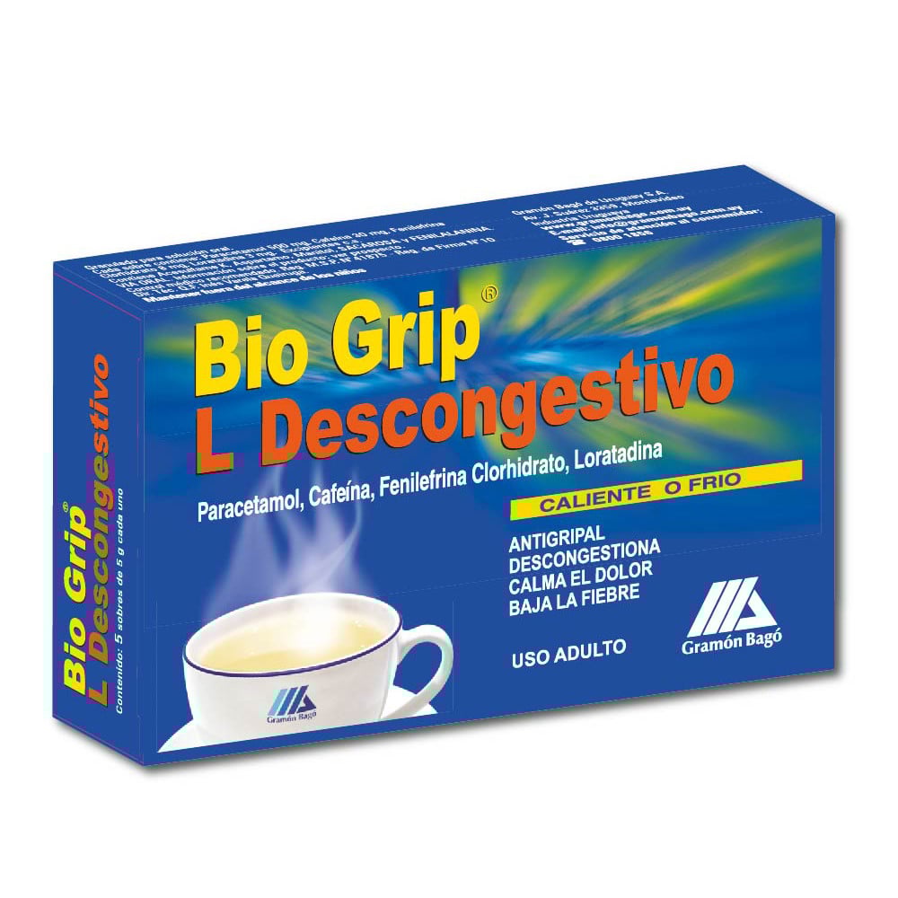 Bio Grip L Descongestivo Soluble 5 Sobres
