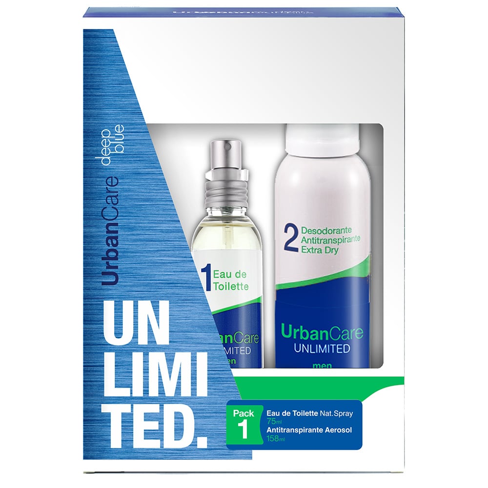 Perfume Urban Care Pack Unlimited Deep Blue Men EDT 75 ml + Desodorante 150 ml