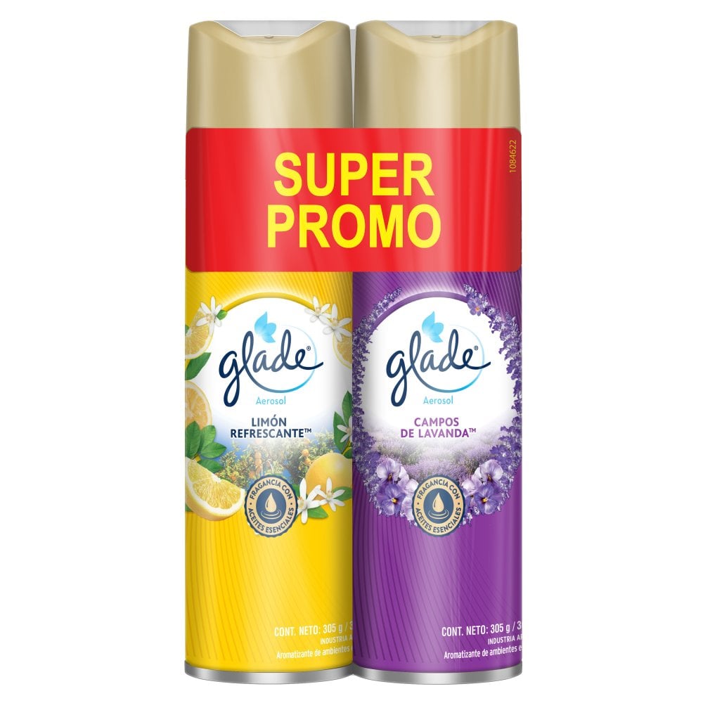 Aromatizante de Ambiente Glade en Aerosol Limón y Lavanda 360 ml 2 Unidades