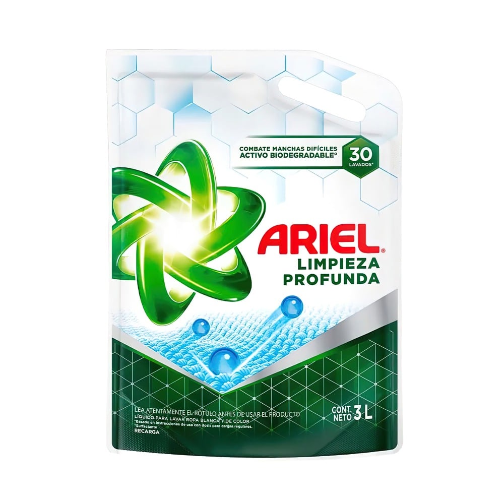 Jabón Líquido para Ropa Ariel Limpieza Profunda 3 L