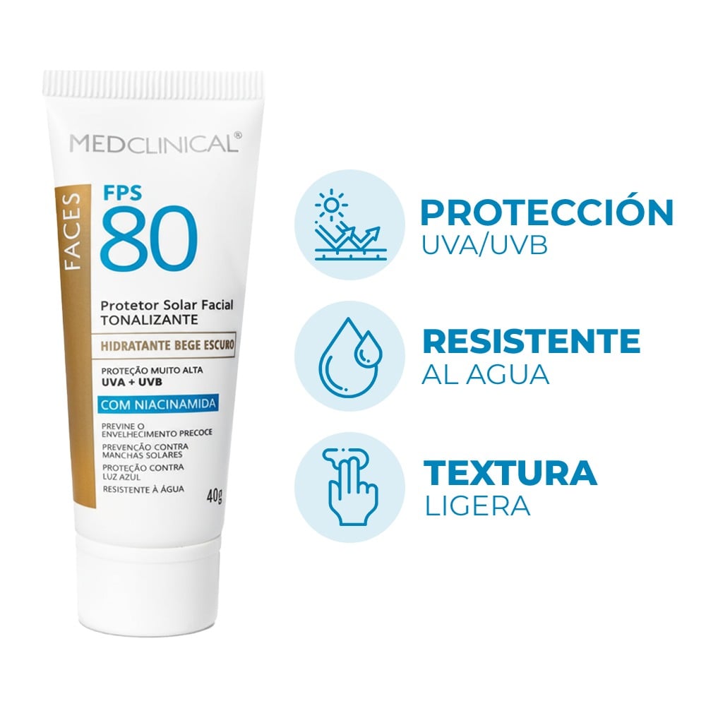 Protector Solar Facial Medclinical Beige Oscuro FPS80 40 g