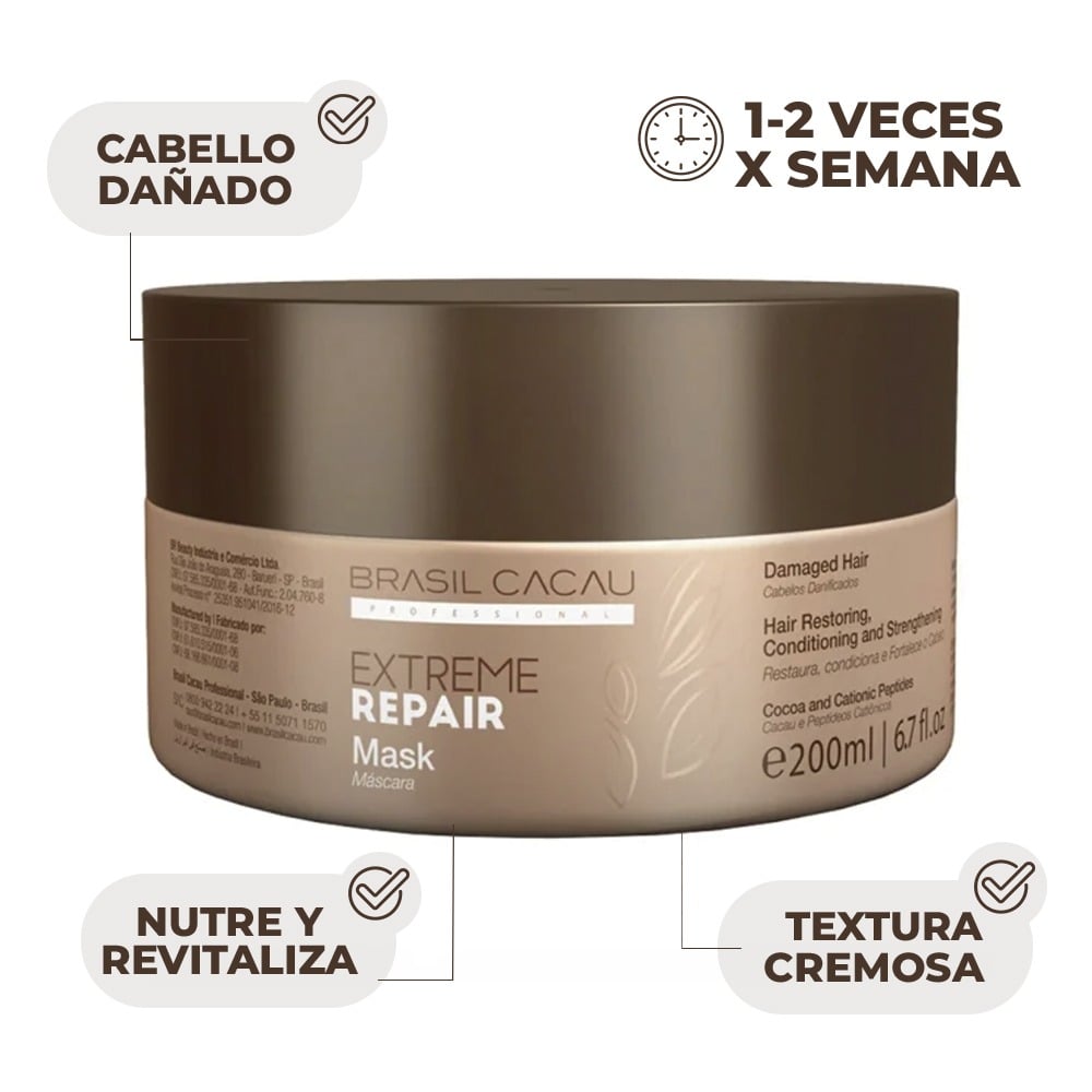 Mascarilla Capilar Brasil Cacau Reparación Extrema 200 ml