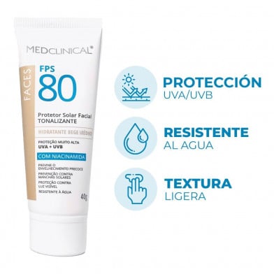 Protector Solar Facial Medclinical Beige Medio FPS80 40 g