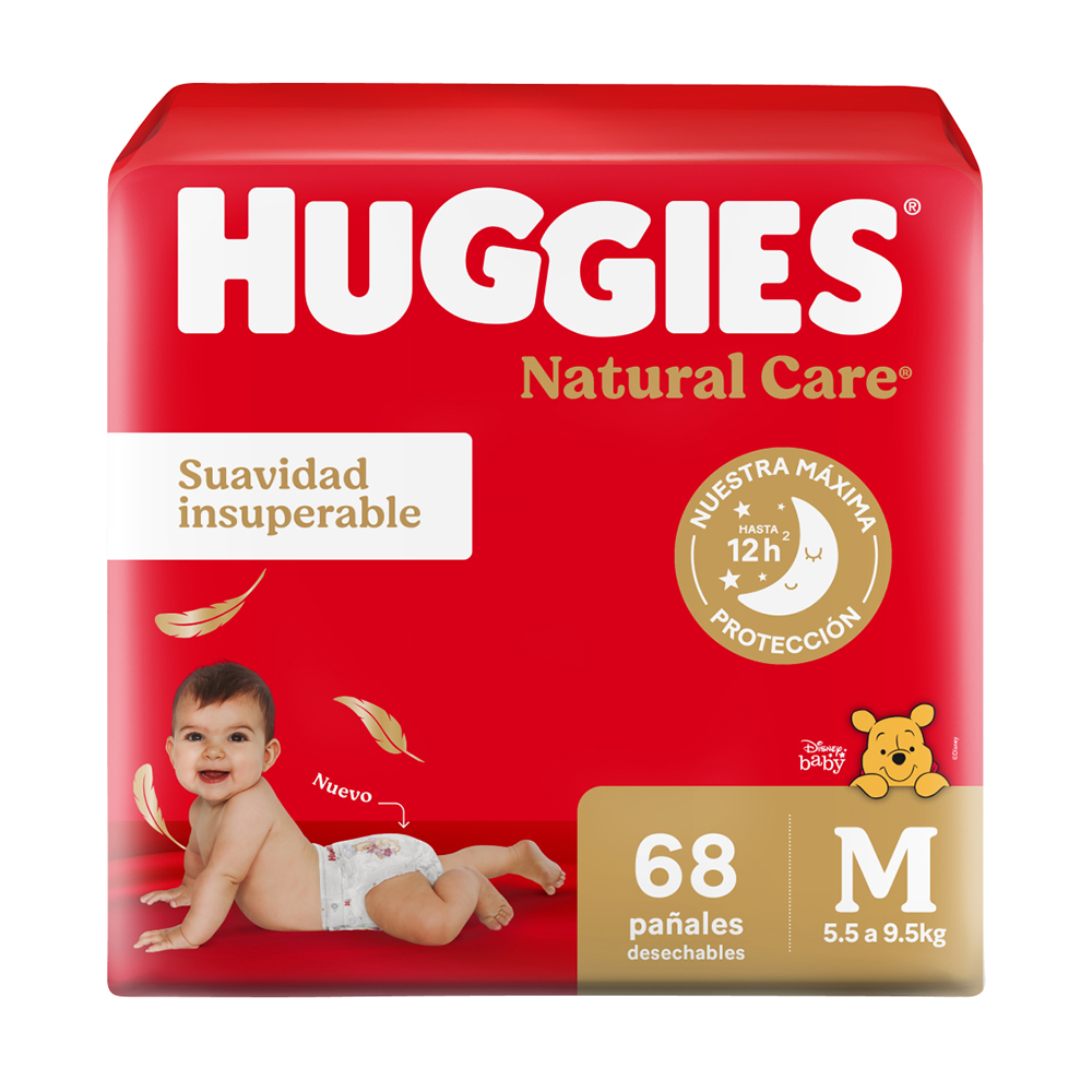 Pañales Huggies Natural Care M 68 Unidades