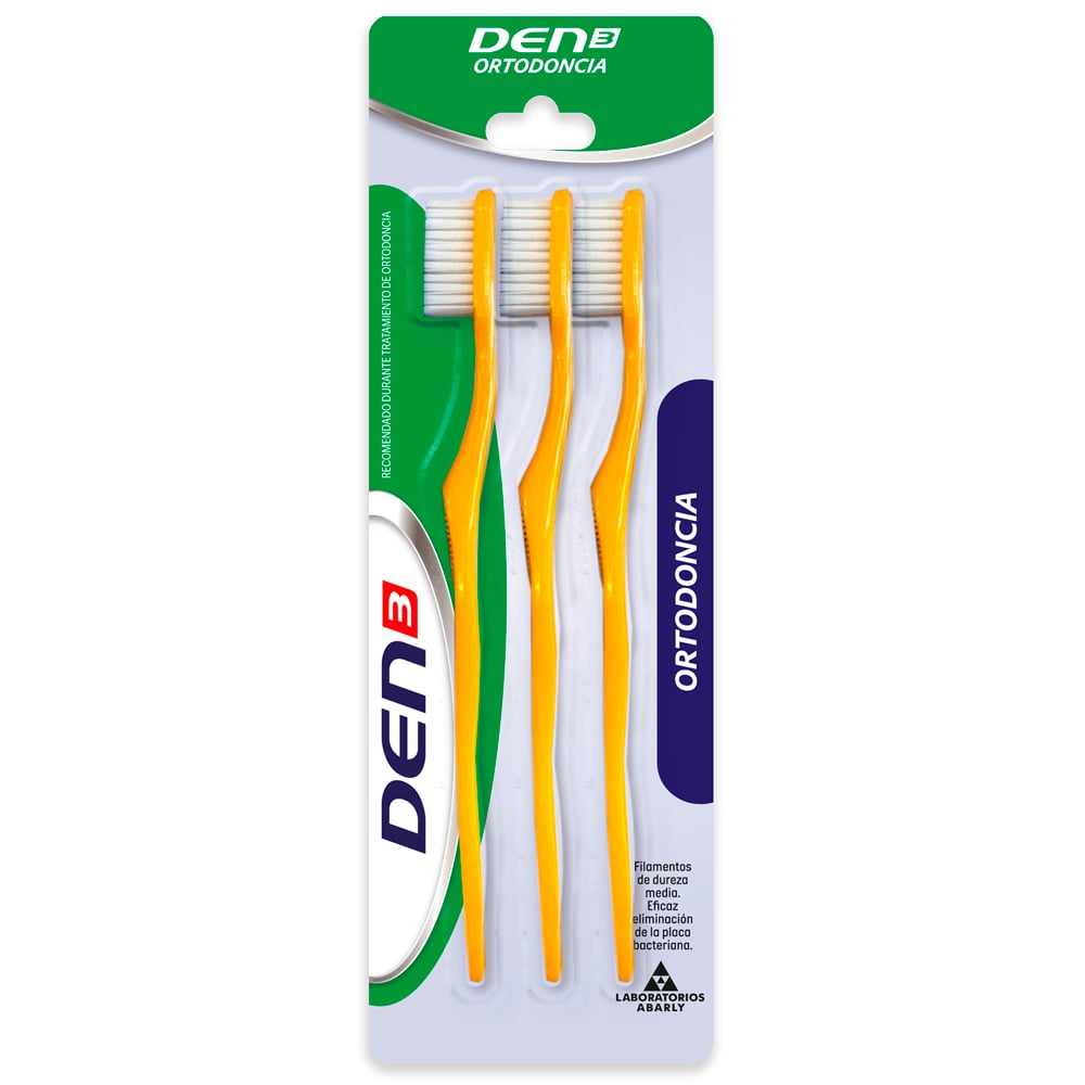 Cepillo de Dientes Den3 Ortodoncia 3 Unidades