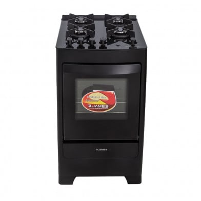 Cocina James C 700 V Mesada de Vidrio 4 Hornallas Negro