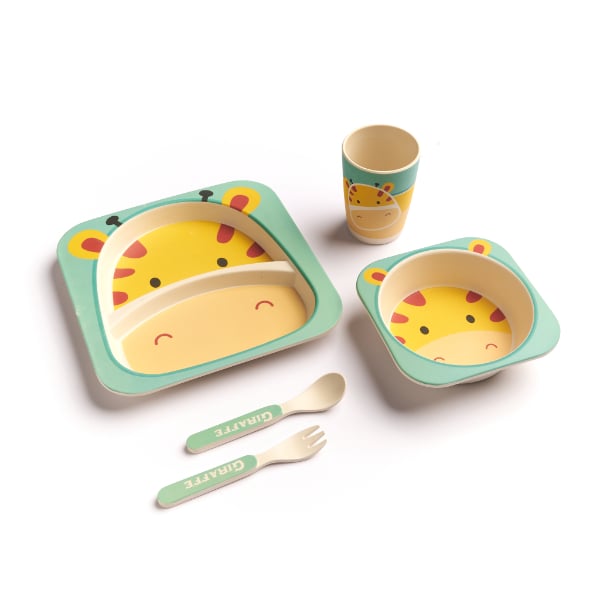 Set Rabitt de Plato Vaso y Cubiertos para Bebes de Bambú