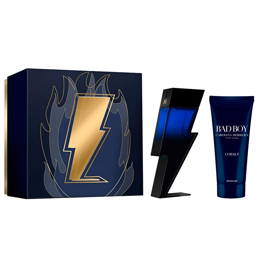 Cofre Carolina Herrera Perfume Bad Boy Cobalt 100 ml + Gel de Ducha 100 ml