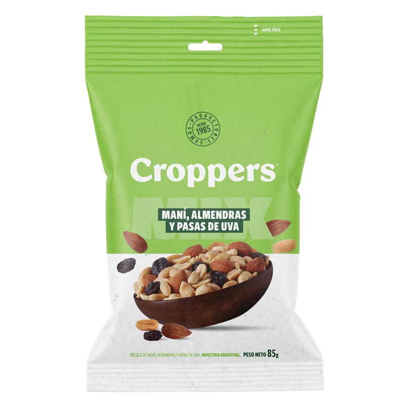 Mix Maní con Almendras y Pasas Croppers 85 g