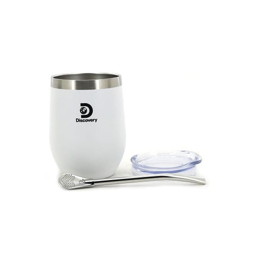 Mate Discovery con Tapa y Bombilla Blanco