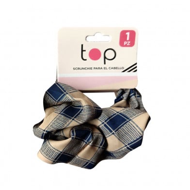Gomita Scrunchie para el Pelo Top Cuadros Blanco y Negro 1 Unidad