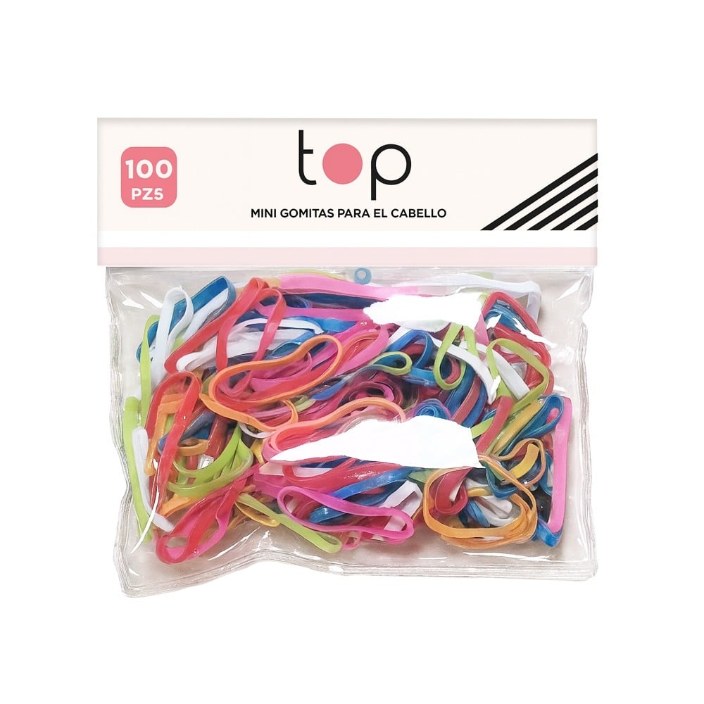 Mini Gomitas para el Pelo Top Multicolores 100 Unidades