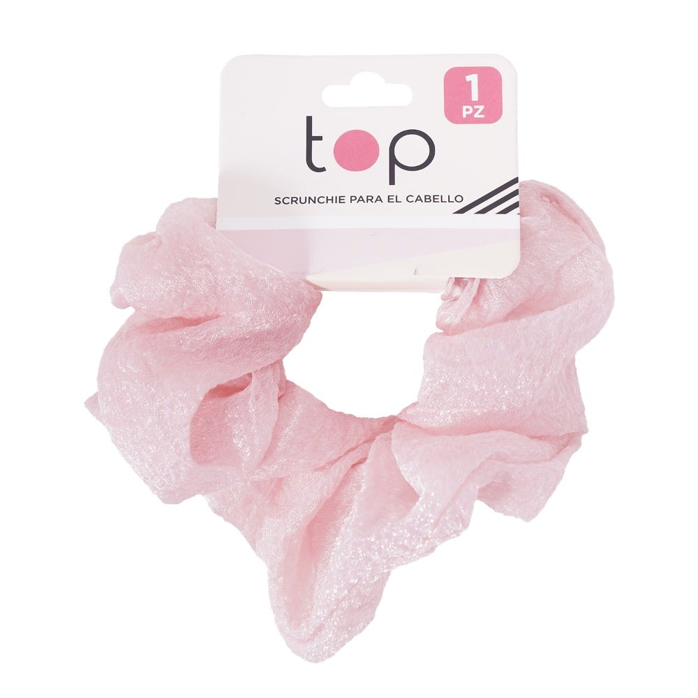 Gomita Scrunchie para el Pelo Top Rosa con Tul 1 Unidad