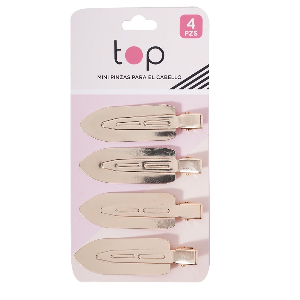 Mini Pinzas para el Pelo Top Antimarcas Gold 4 Unidades