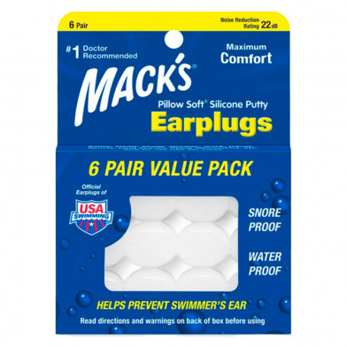 Tapones de Oídos de Silicona Moldeable Mack's 6 Pares