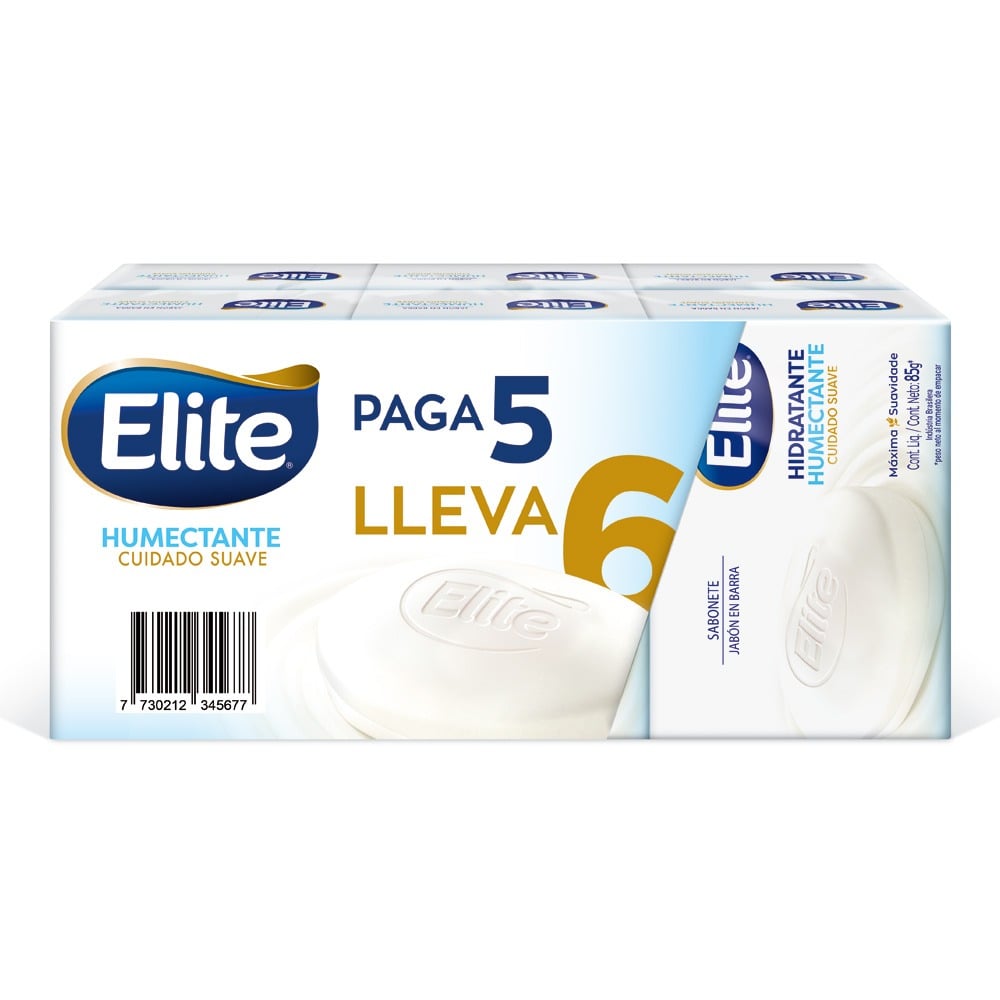 Jabón en Barra Elite Humectante Corporal 85 g 6 Unidades