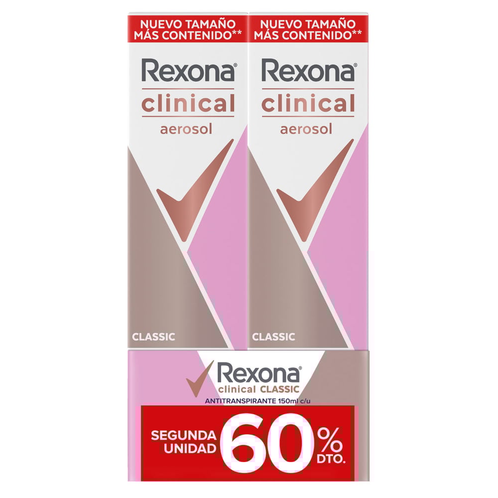 Desodorante Aerosol Rexona Clinical Classic 2 Unidades 150 Ml