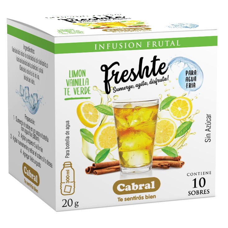 Té Cabral Freshte Limón Vainilla y Té Verde 10 Unidades