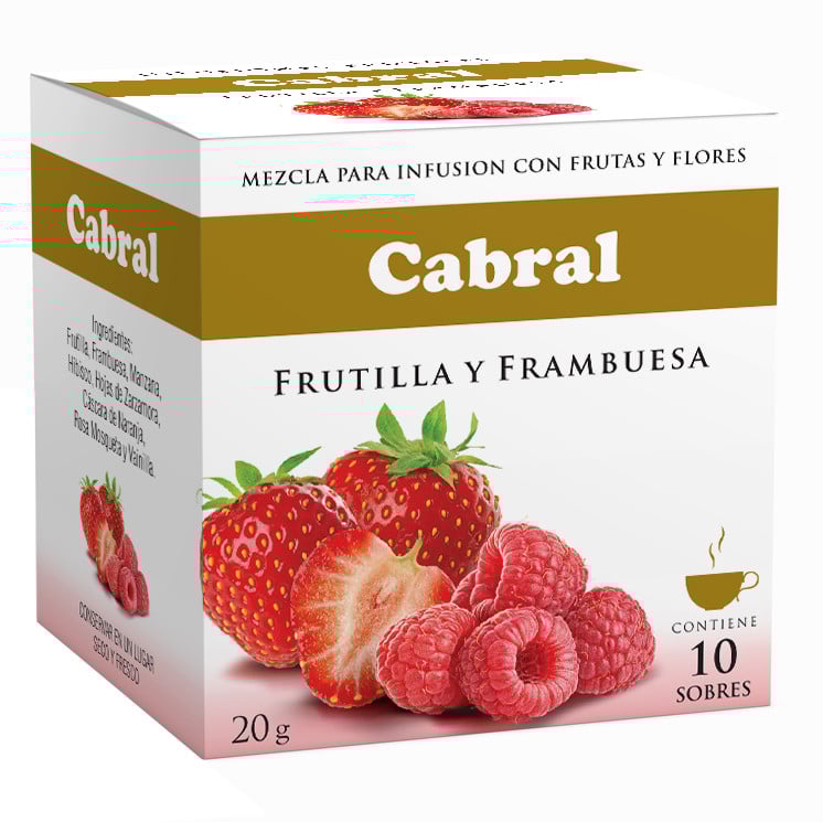 Té De Frutilla Y Frambuesa Cabral 10 Unidades