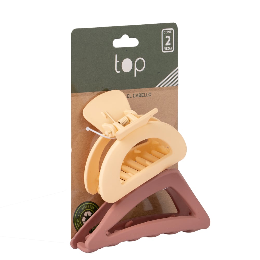 Pinzas para el Pelo Top Eco Beige y Rosa 2 Unidades