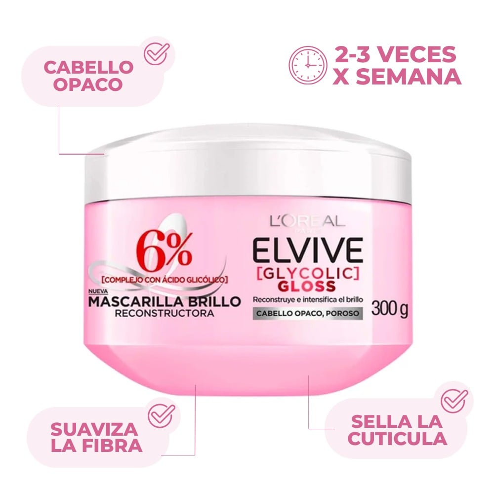 Mascarilla Capilar Elvive Glycolic Gloss 300 g