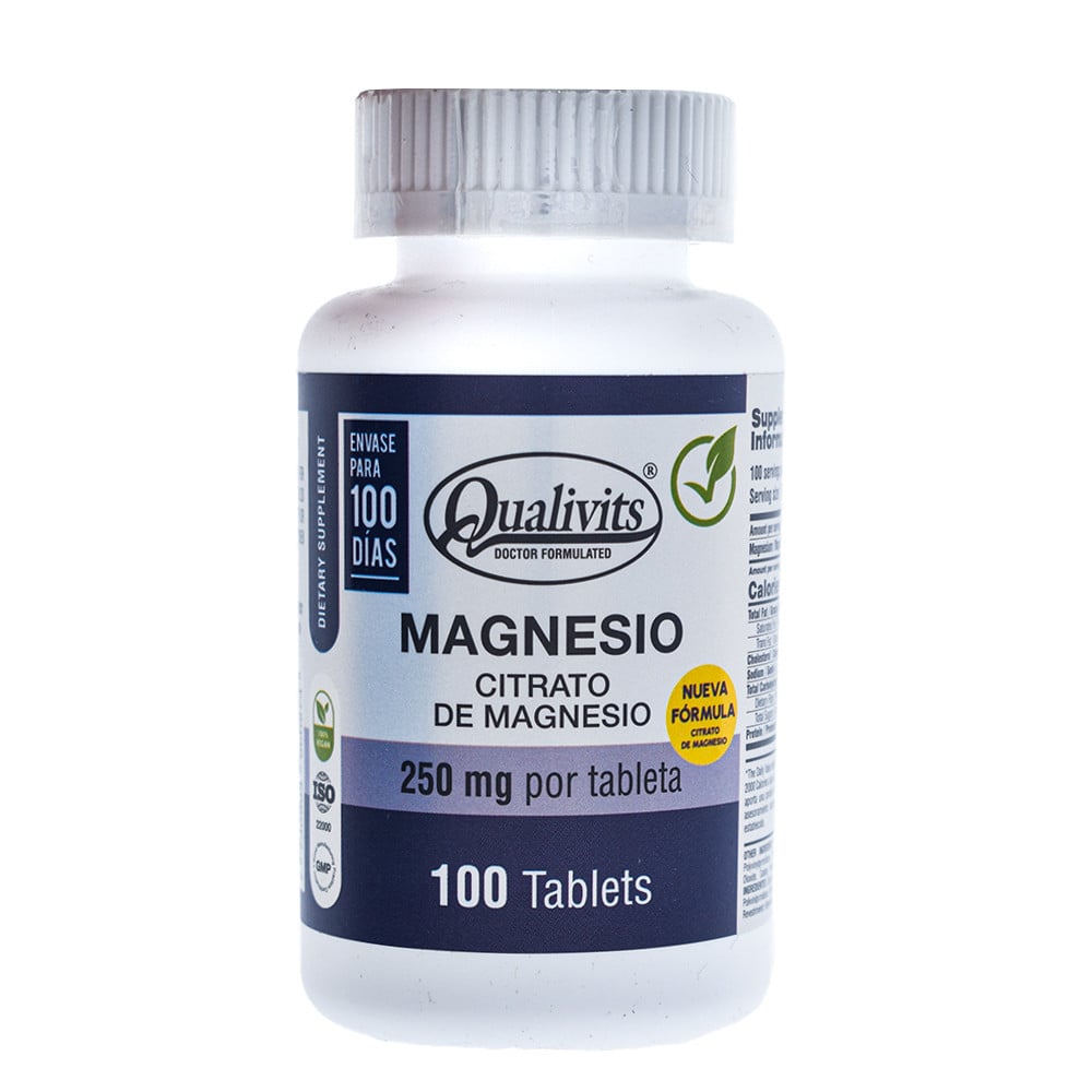 Citrato de Magnesio Qualivits 250 mg 100 tabletas