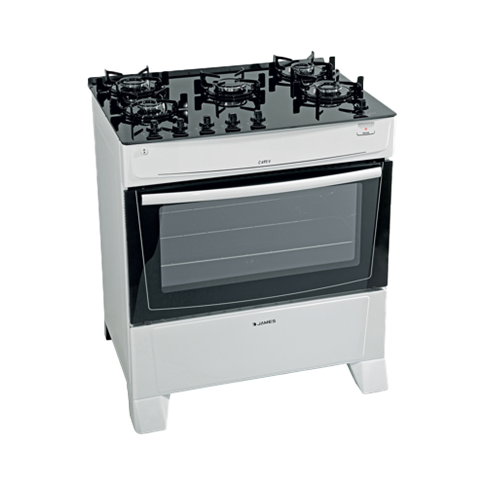 Cocina James C 695 V Mesada de Vidrio 5 Hornallas Blanca
