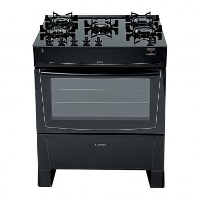 Cocina James C 696 V Mesada de Vidrio 5 Hornallas Negro