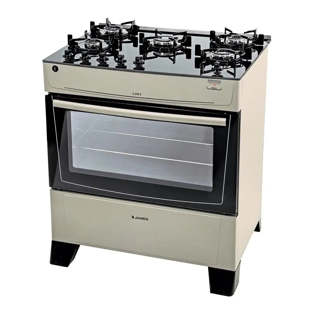 Cocina James C 697 V Mesada de Vidrio 5 Hornallas Titanium