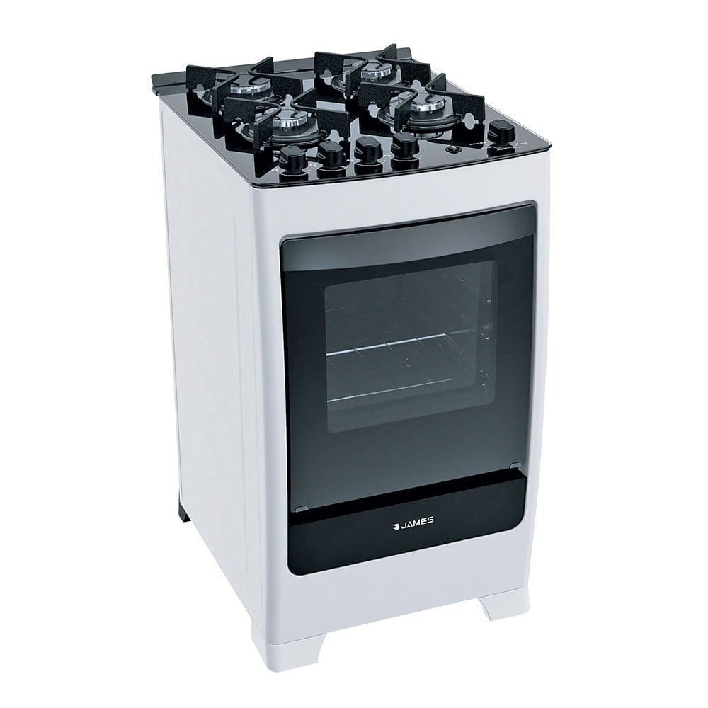 Cocina James C 700 V Mesada de Vidrio 4 Hornallas Blanca