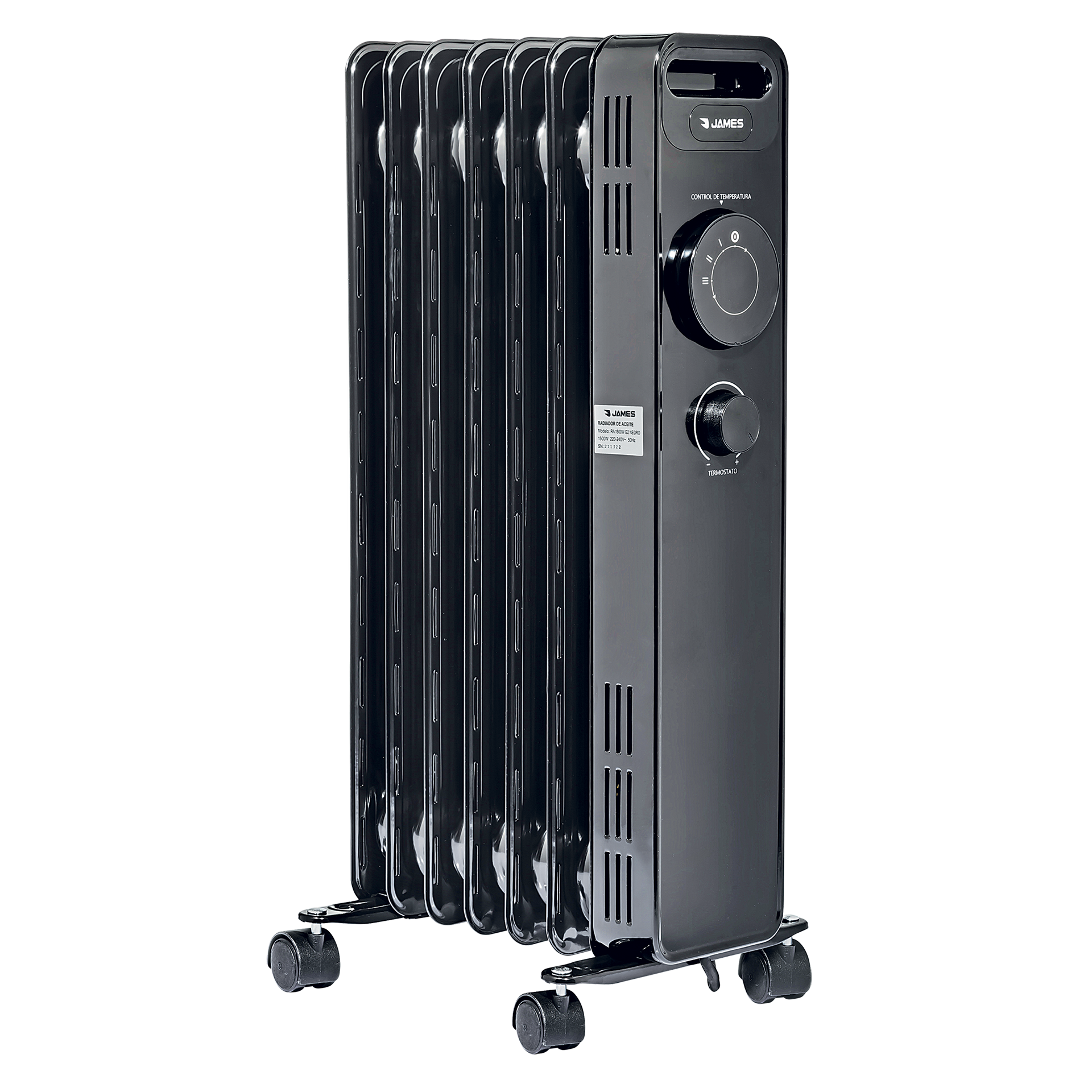 Radiador de Aceite James RA 1500W G2 7 Elementos 1500W Negro