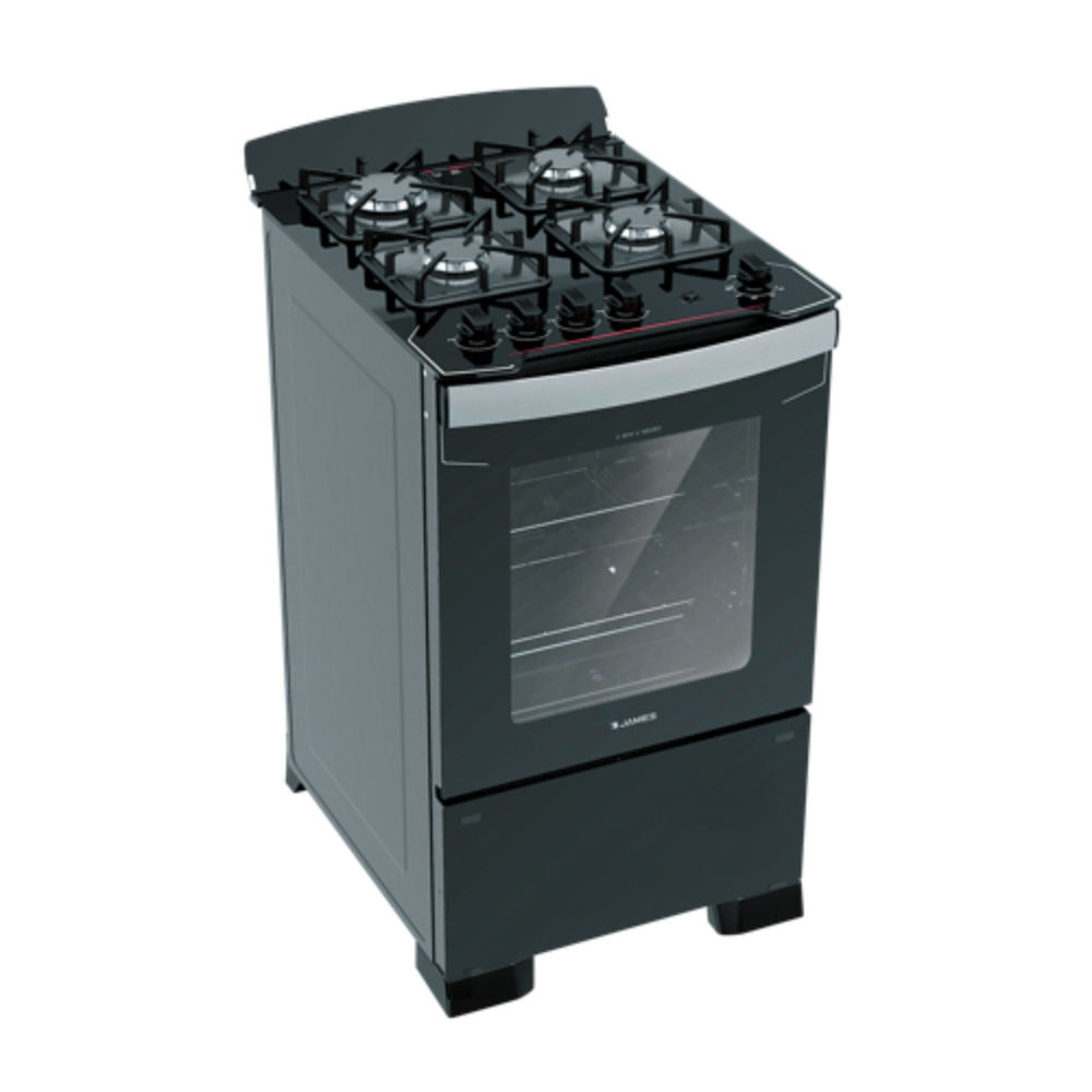 Cocina James C 804 V Mesada de Vidrio 4 Hornallas Negro