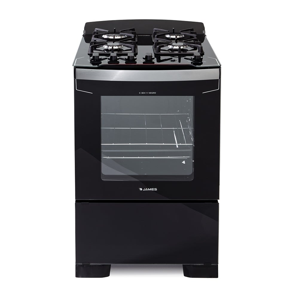 Cocina James C 804 V Mesada de Vidrio 4 Hornallas Negro