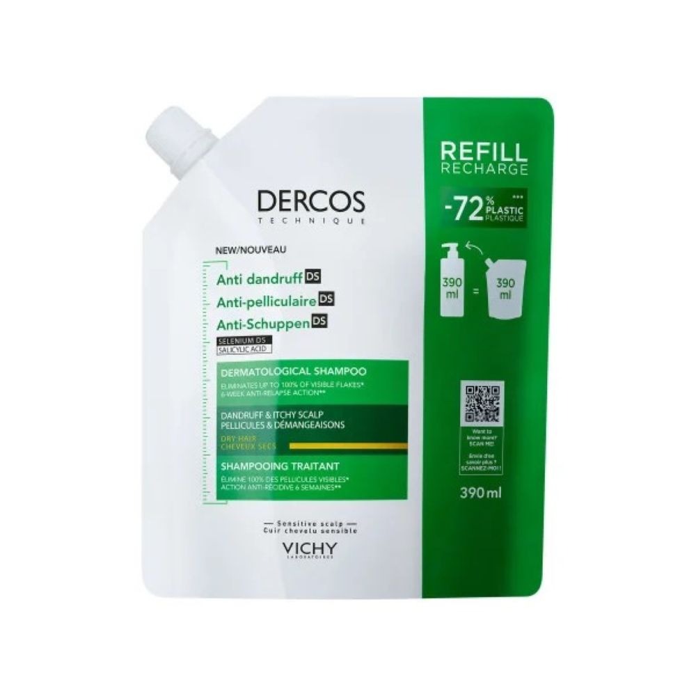 Shampoo Vichy Dercos Anticaspa Cabello Seco Refill 390 ml