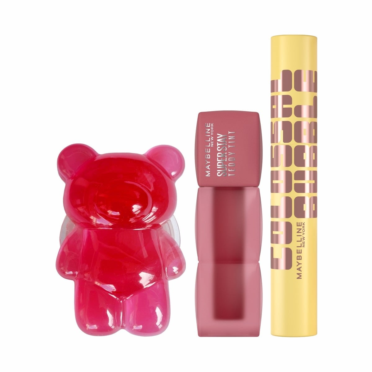 Combo Maybelline Máscara de Pestañas Colossal Bubble Very Black y Labial Teddy Tint N°105 Velvet Choker