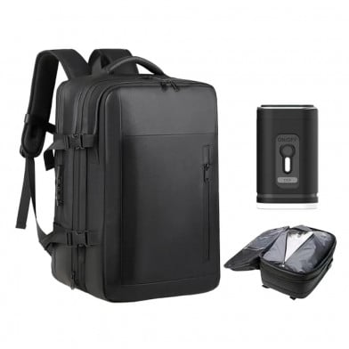 Mochila de Viaje Comprimible con Bomba Negra