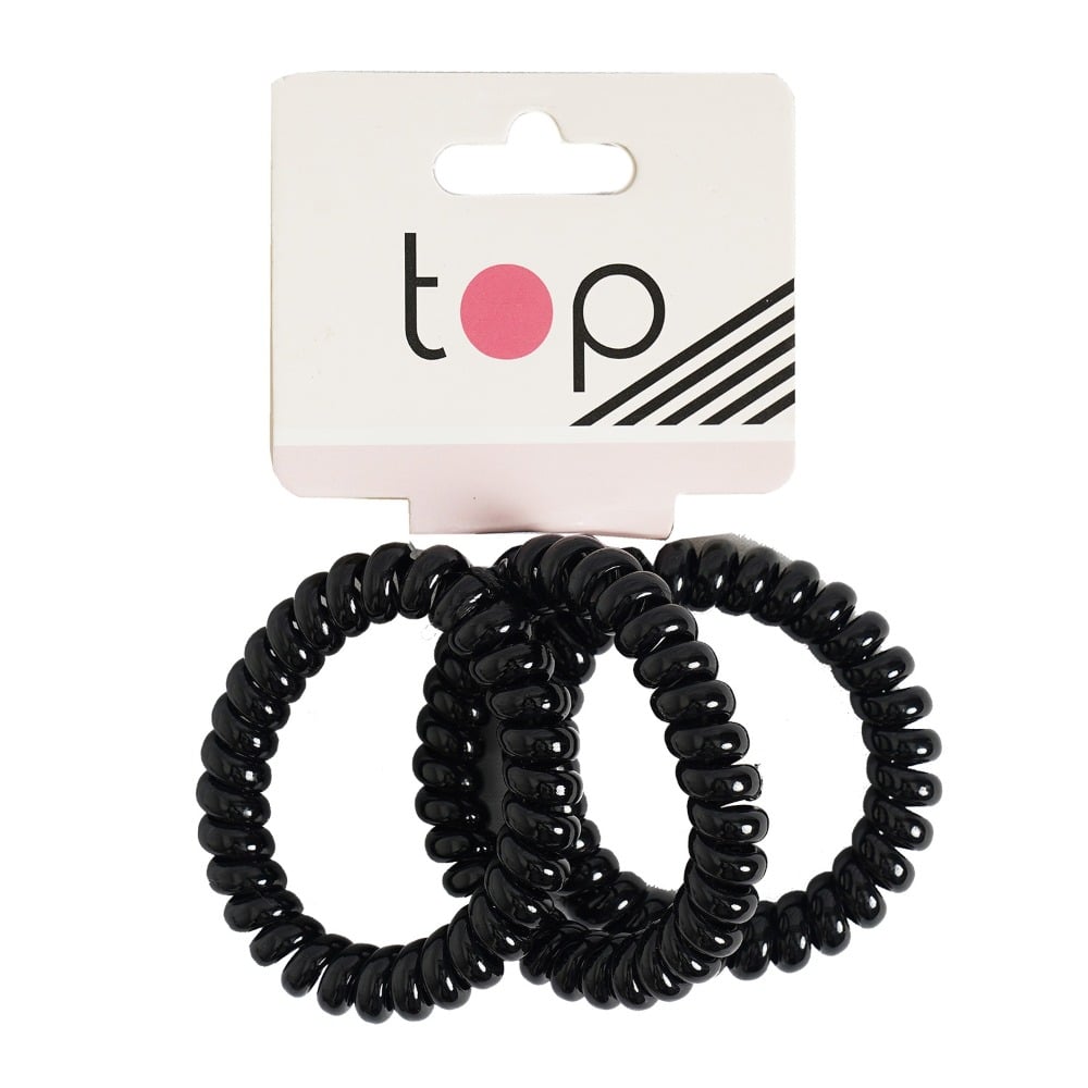 Gomitas para el Pelo de Rulo Top Negras 3 Unidades