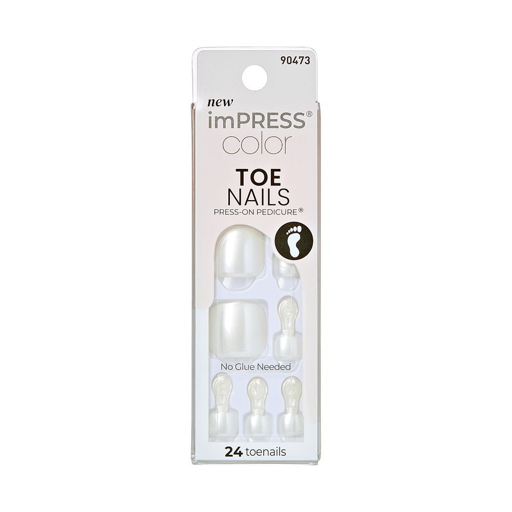 Uñas Adhesivas Kiss Impress Pedicure Lustre White 502